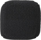 Christopher Knight Home Joyce Knitted Cotton Square Pouf, Dark Grey Small