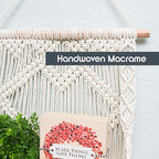 SnugLife 2 Tier Macrame Wall Hanging Shelf with Woven Rope - Boho Pine Wood Shelves for Plants, Bathroom, Kitchen