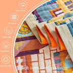 Boho Throw Blanket 100% Cotton Muslin Woven Blanket Bohemian Bed Throws Vintage Rustic Farmhouse Decor Reversible Bed Blanket Quilt for All Seasons（Pink 90"x98"）