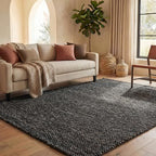 SAFAVIEH Area Rug 8x10 - Natura Collection - Large - Black & Grey, Handmade Wool Blend, Textured Design, Ideal for Living Room, Bedroom, Dining Space (NAT425Z)