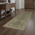 Hallway Runner Rug 2x6 Green Brown Vintage Washable Kitchen Carpet Traditonal Distressed Soft Non Slip Long Runner Retro Low Pile Thin Rug for Laundry Bedroom Entrance Bathroom