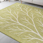 Washable Indoor Outdoor Rug 5x7 Modern Area Rugs Branch Pattern Non Shedding Waterproof Easy Clean Patio Deck Porch Living Room Bedroom Garden RV (5 X 7 Olive)