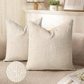 AELS Boho Decorative Textured Throw Pillow Covers 18x18, Modern Mid Century Rainbow Tufted Pillow Case, Farmhouse Rustic Geometric Woven Cushion Case for Bed Couch Sofa, Creamy White