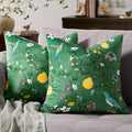 MUSSEL Dark Green Floral Pillow Covers 18x18 Set of 2, Velvet Wild Flower Plant Throw Pillows Case, Square Farmhouse Decor Cushion Covers for Home Sofa Bed Couch