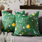 MUSSEL Dark Green Floral Pillow Covers 18x18 Set of 2, Velvet Wild Flower Plant Throw Pillows Case, Square Farmhouse Decor Cushion Covers for Home Sofa Bed Couch