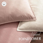 Foindtower Pack of 2, Decorative Linen Soild Throw Pillow Covers Soft Accent Cushion Euro Case Boho Farmhouse Pillowcase for Chair Couch Sofa Bedroom Living Room Home Decor 24 x 24 Inch Rose Pink