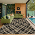 JTJ Vintage Checkered Easy Jute Rugs for Large Living Room 8x10 - Diamond Patterned Woven Rug for Bedroom, Indoor Area, Dining Room, Washable Foldable Low Pile Black and White Classic Decor