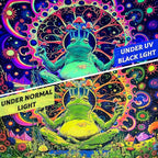 ARTCREATOR Blacklight Frog Mushroom Tapestry, Whimsical Hippie Wall Decor UV Reactive Tapestries Vintage Meditating Frog Tapestries for Living Room Bedroom (29" x 37")