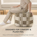 Anji Mountain Pouf Ottoman Foot Rest, Handmade Ottoman Pouf, Comfortable Foot Stool, Decorative Floor Seating for Living Room Decor, Bedroom & Home Décor Accent - Harbor Lattice