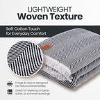 Gold Case Throw Blanket for Bed - 100% Recycled Turkish Cotton Blanket - Elegant Lightweight Soft Throw Blankets for Bed & Living Room - Queen Size Cozy Blankets - 90x90 - Black