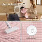 Bedsure 6x9 Fluffy Area Rugs for Living Room, Machine Washable Rugs, Non-Slip Backing, Non-Shedding, Pet Friendly Throw Rug for Bedroom Dining Room, Rug for Kids Room, Strawberry Cream