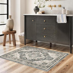 Washable Runner Rug 2x3 Runners for Hallways, Ultra-Thin Carpet Runners for Entryway Anti Slip Backing Runner Rugs for Kitchen Laundry Room Indoor Hallway (Black/Beige)
