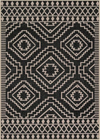 Lahome Bijou Moroccan Easy Jute Carpet, 5x7 Washable Rugs for Living Dining Room Indoor Outdoor Patio Rug, Farmhouse Non Slip Non Shedding Natural Black Carpet for Deck Backyard Entryway Classroom
