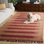 SAFAVIEH Area Rug 5x8 - Natural Fiber Collection - Natural & Rust, Handmade Jute, Ideal for Living Room, Bedroom, Dining Space (NF124P)