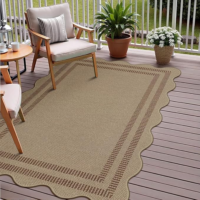 Modern Easy Jute Outdoor Patio Rug, 3x5 Washable Rugs for Entryway Office Farmhouse Classroom Carpet, Contemporary Non Slip Front Door Mat for Porch Guestroom Room Decor