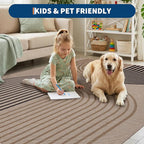 GarveeHome Modern Rainbow 8x10 Easy Jute Rug for Living Room Indoor Outdoor Patio Farmhouse, Contemporary Non Slip Non Shedding Carpet for Bedroom Backyard Dining Room