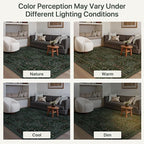 GENIMO 8x10 Area Rug for Living Room, Washable Vintage Floral Low Pile Non-Slip Large Carpet for Bedroom Dining Room, Stain Resistant Botanical Indoor Rug (Dark Green)