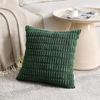 Fancy Homi Set of 4 Green Winter Decorative Throw Pillow Covers 14x14 Inch for Couch Bed Chair, Aesthetic Rustic Boho Room Decor, Soft Fuzzy Double Sided Thick Corduroy Textured Cushion Case 35cm