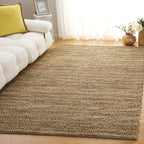 SAFAVIEH Natural Fiber Couture Collection Area Rug - 5' x 8', Green & Natural, Handmade Jute, Ideal for Living Room, Bedroom, Home Office, Dining Space (NFC101Y-5)