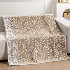 Floral Chenille Throw Blanket 50 x 60'' Farmhouse Vintage Boho Flower Blanket Soft Throw for Couch Bed Sofa Chair Living Room Outdoor Woven Decorative Home Gift(Brown)(Flower,Brown)