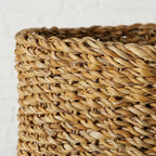 WHW Whole House Worlds Made by Nature Seagrass Baskets, Round, Natural Chunky Sweater Weave, Set of 3, Made by Hand, from 9.75-6.75 D Inches, Ideal for Storage