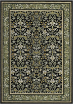GarveeHome 8x10 Washable Area Rugs for Living Room, Boho Vintage Large Rug for Bedroom Soft Non Slip Low Pile Indoor Stain Resistance Throw Carpet for Dining Room Office Green Black