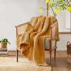 Madison Park Boho Throw Blanket, Soft Blanket Handmade Gift Home Decor, Lightweight & Breathable All Seasons Spring Chunky Knit Blanket, Knitted Throw for Couch, Bed Blanket, 50"x60" Yellow