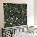 WNAGT Deep Green Floral Botanical Tapestry Wall Hanging, Cottage Core Decor, Vintage Fern Leaf Plant Flower Wall Blanket Decor for Home Bedroom Living Room, 50x60 Inch