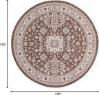Rugs.com Outdoor Aztec Collection Rug – 10 Ft Round Brown Flatweave Rug Perfect for Kitchens, Dining Rooms