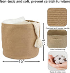 Jute Rope Basket For Girls Boys Kids 16”X14” Baby Laundry Baskets Nursery Bin Round Woven Basket Organizer For Storage Toys Blankets Shoes Clothes
