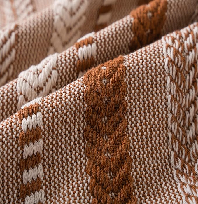 Boho Lumbar Pillow Covers 14x36 Long, Farmhouse Decorative Couch Pillow Cases, Brown Accent Pillows of Bed, Sofa Bedroom Living Room Home Decor Cushion Cover, Pack of 1