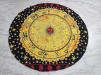 Round Beach Tapestry Turquoise Mandala Throw/Boho Hippie Beach Blanket Roundie/Indian Cotton Bohemian Large Round Table Cloth-Home Decor/Yoga Mat Meditation Picnic Rug (42", Yellow Black)