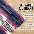 Hydration Nation Authentic Extra Large Mexican Blanket (70"x50") - Handwoven Yoga, Serape- Artisanal Falsa, Beach, Camping, Picnic, Outdoor - Twilight