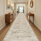 3x20 Hallway Runner Rug - Extra Long Carpet Runners for Hallways 20ft Non Slip Stain Resistant Rugs Runner for Living Room Bedroom 20 Feet Floor Carpet for Kitchen, Brown