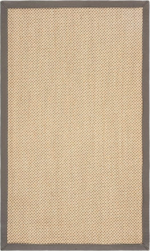 SAFAVIEH Area Rug 3x5 - Natural Fiber Collection - Maize & Grey, Sisal, Woven Design with Border (NF141G)