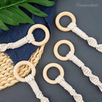 Framendino, 6 Pack Adjustable Macrame Plant Hanger Extenders Woven Hanging Basket Extension with Wooden Ring for Indoor Outdoor Pot Holder