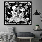 OIOVOIO The Lovers Tapestry Gothic Wall Tapestries Black and White Skeleton Mushroom Grunge Dark Witchy Wall Hanging for Home Decor Aesthetic Bedroom Living Room Dorm Decor (59"x51", Lovers)