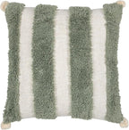 Boho Pillow Covers 18X18 Inch Boho Tufted Linen Throw Pillow Covers Decorative Pompoms Cushion Cover Farmhouse Pillow Case for Couch Sofa Bed Living Room Bedroom,Oliver Green