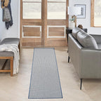 Nourison Home Courtyard Ivory Blue 2' x 6' Area Rug - Easy Clean, Non Shedding, Bed Room, Living Room, Dining Room, Kitchen (6' Runner)