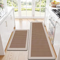 Kitchen Mats, 2PCS Kitchen Rugs for Floor, Cushioned Anti-Fatigue Mats for Kitchen Floor, Non-Slip Standing Desk Mat for Sink, Home, Laundry & Office, 17.3"x30"+17.3"x59" (Khaki)