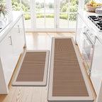 Kitchen Mats, 2PCS Kitchen Rugs for Floor, Cushioned Anti-Fatigue Mats for Kitchen Floor, Non-Slip Standing Desk Mat for Sink, Home, Laundry & Office, 17.3"x30"+17.3"x59" (Khaki)