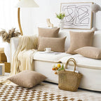 Home Brilliant Burlap Linen Pillow Covers Lumbar Oblong Cushion Cover Decorative 12x20 Throw Pillow Cover for Sofa, 30cm x 50cm, Set of 4, Natural Linen