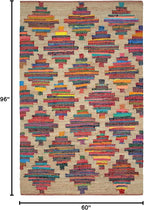 Dash & Albert Mod Chindi Multi Handwoven Jute Rug, 5 X 8 Feet, Multi Geometric Pattern