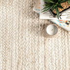 nuLOOM Oval 2x4 Rigo Jute Hand Woven Area Rug, Off White, Solid Farmhouse Design, Natural Fiber, For Bedroom, Living Room, Dining Room, Hallway, Office, Kitchen, Entryway