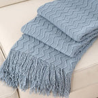 BATTILO HOME Throw Blanket for Couch, Textured Knit Throw, Bluish Grey Throws for Home Decor, Soft Blanket Throw for Bedroom Decor Housewarming Gifts, 50"x60"