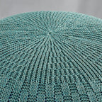 ARTPLAN - Round Knit Pouf - Woven Floor Ottoman - Handmade & Hand Stitched - 19.7 Dia x 12.8 High - Boho Home Décor - Living Room - Bedroom,Agate Green