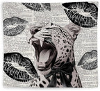 WNAGT Retro Trendy Leopard Tapestry Wall Hanging, Cheetah Leopard Room Decor, Vintage Funky Cheetah Print Lips Wall Blanket Decor for Girls Bedroom Dorm Apartment Home, 50x60 Inch(Black)