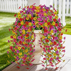 Der Rose UV Resistant Artificial Hanging Flowers for Outdoors, 8Pcs Silk Fake Dasiy Faux Hanging Flowers for Outdoor Planter Porch Balcony Yard Decor