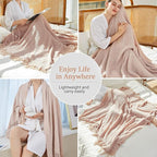 Blagic Knitted Throw Blanket for Couch,Soft Farmhouse Throw Blanket with Tassels,Home Decorative Lightweight Throw Blankets,Throws for Bed/Chair/Sofa,Wheat Textured (Light Pink & White,50" W x 60" L)