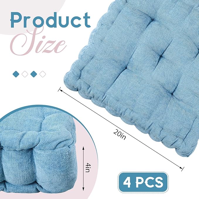 Jerify Floor Pillow Cushions Large Round Square Large Meditation Floor Pillow for Classroom Adult Meditation Picnic Party Seating Learning Daycare School(Square,Mixed Blue,4 Pcs)